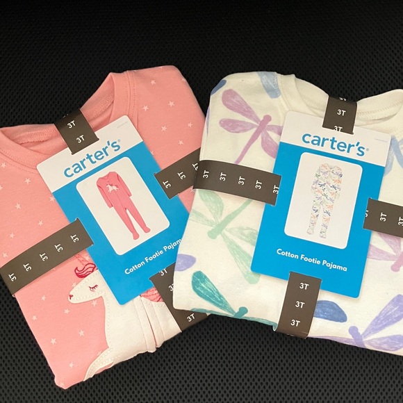 Carter's Pink and White Pajama Set with Unicorn and Dragonfly (2) - Picture 1 of 6